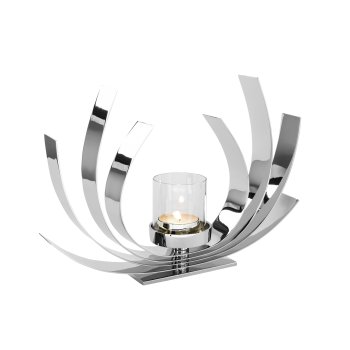 Fink AURORA Maxi-Teelicht Glas vernickelt H.27cm B.6cm