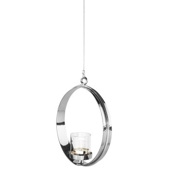 Fink COLETTE Teelichthalter zum Aufhängen mit Glas vernickelt Länge 22cm Breite 6cm Höhe 25cm